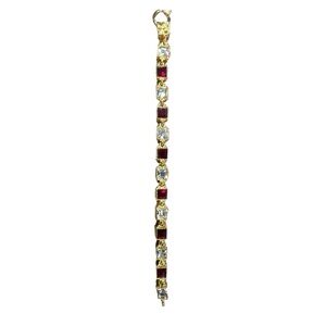 Gold-Toned Bracelet with Red and Clear Rhinestones